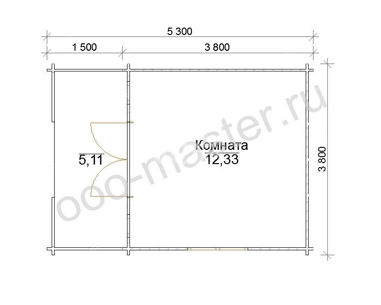 План Садовый домик 3.8х5.3