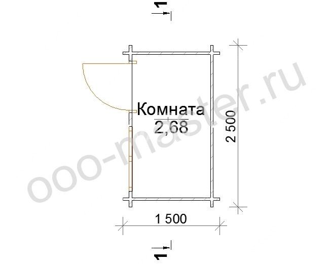 План Деревянный хозблок 2.5х1.5