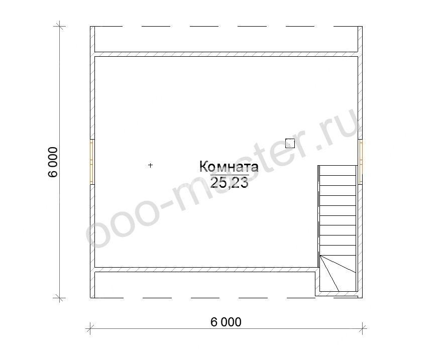 План Баня из бруса 6х6 «Муза-1»