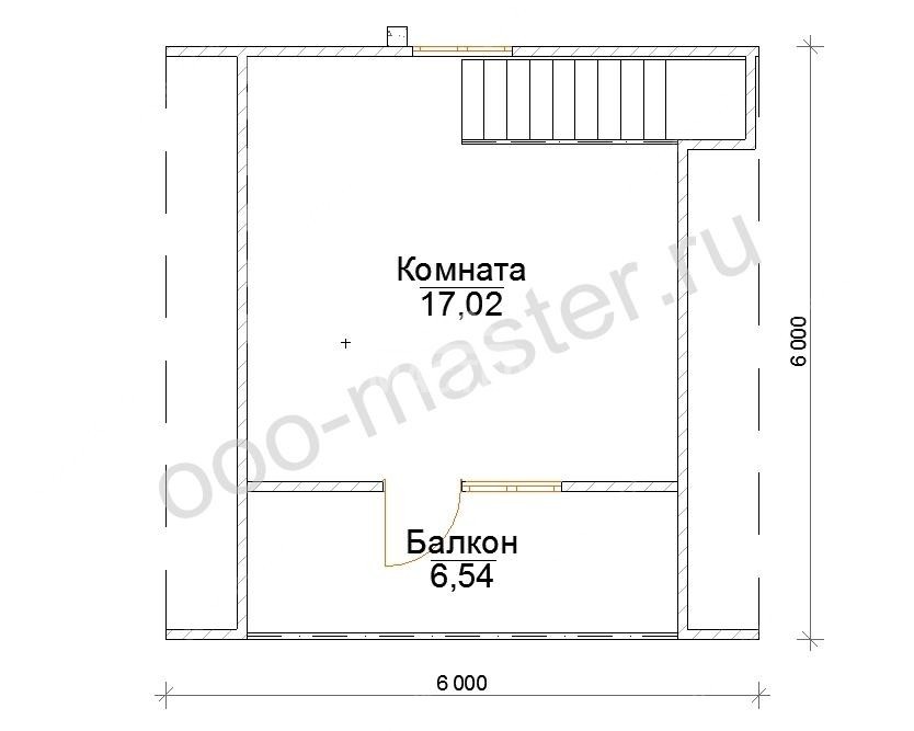 План Баня из бруса 6х6 «Муза»