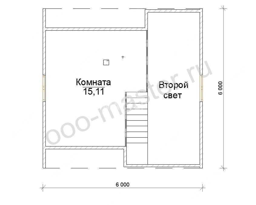 План Баня из бруса 6х6 с мансардой