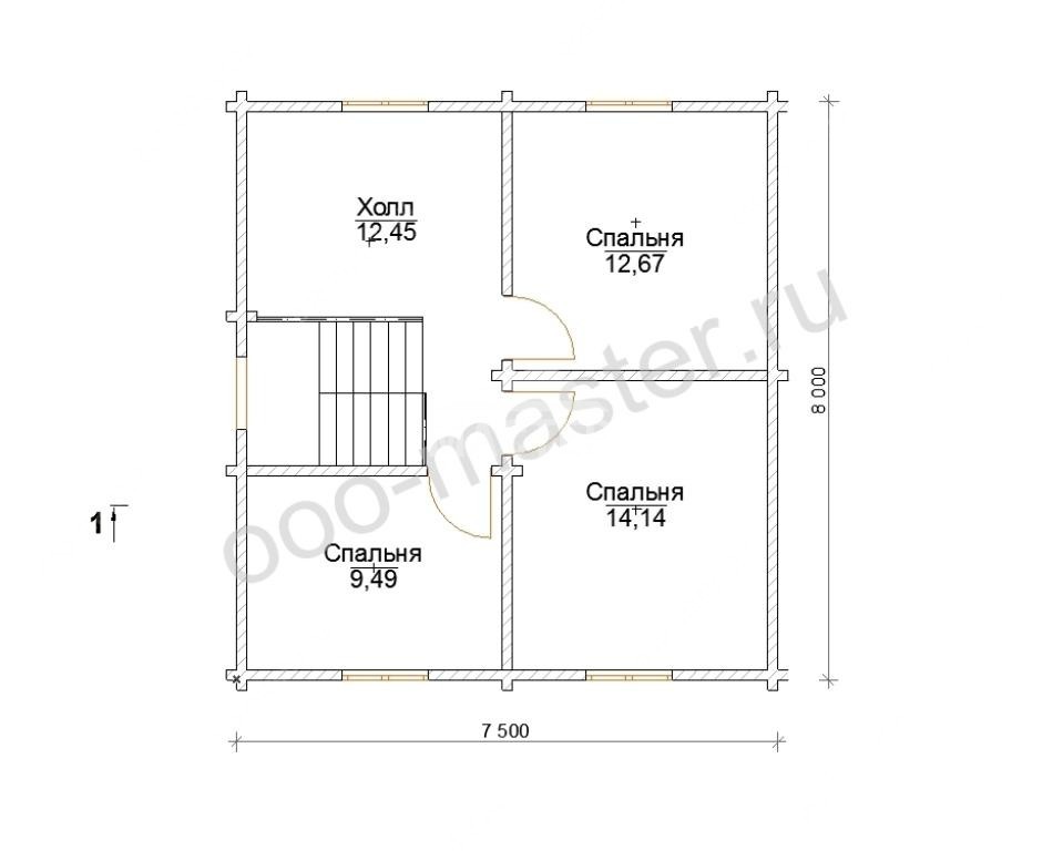 План Дом из бруса 7,5х8