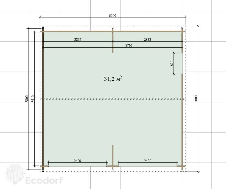 План Гараж на 2 авто 6х5,8м